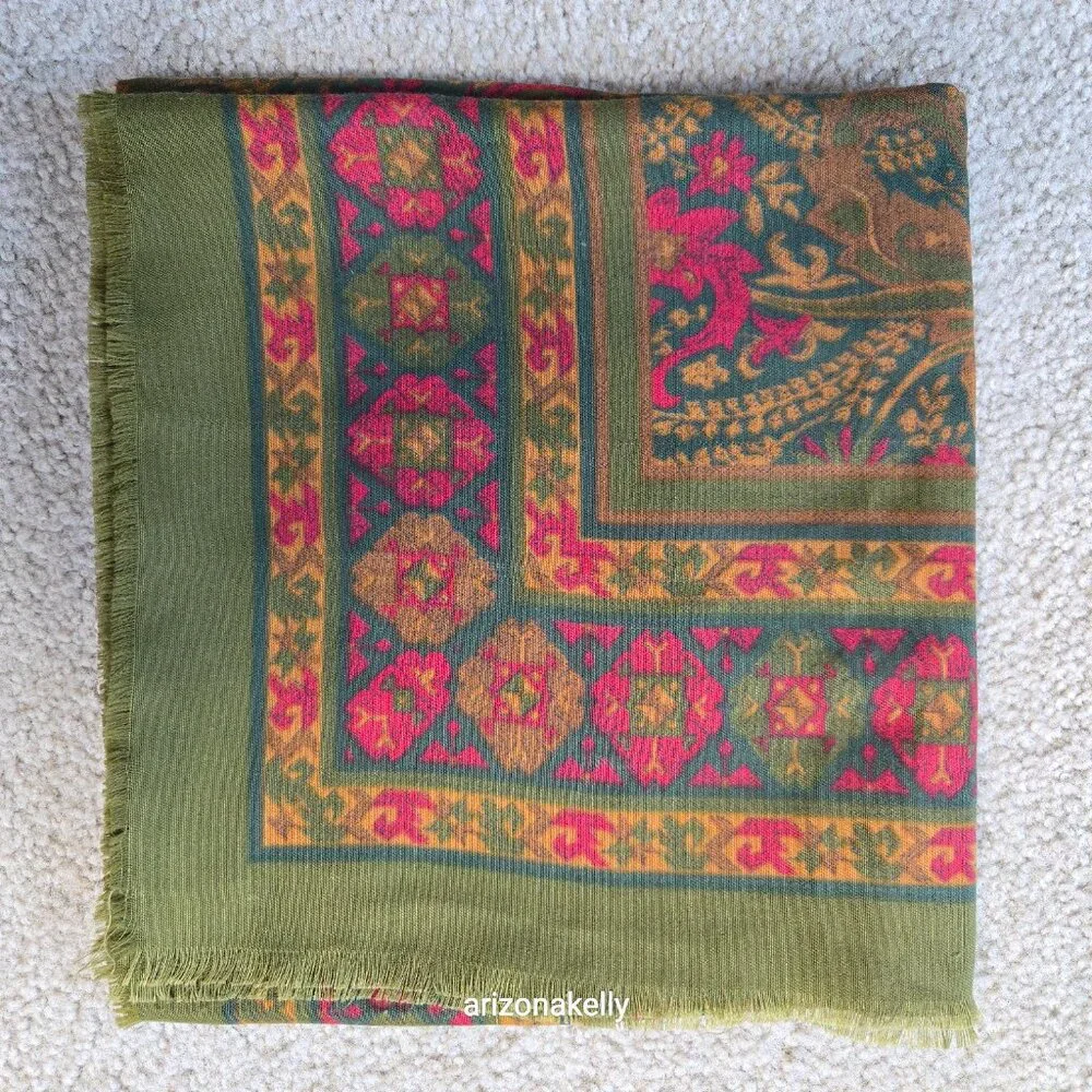 Earth-toned square scarf, possibly wool